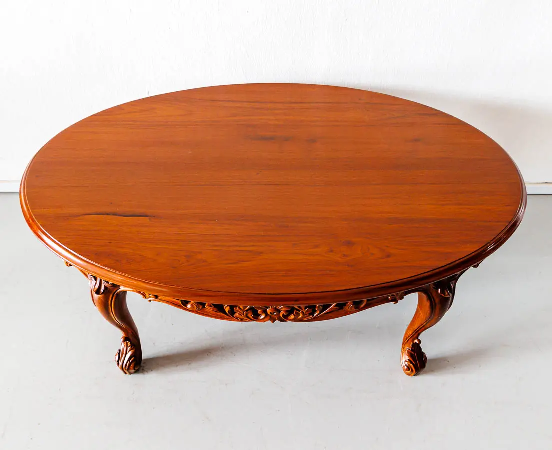 Antique Tables - British Colonial Teakwood Low Oval Table - The Past Perfect Collection - Singapore