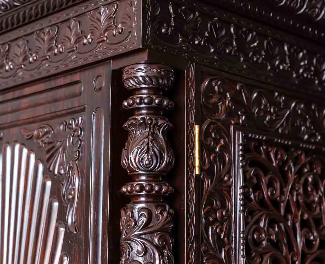 Antique Cupboards - British Colonial Rosewood Carved Cabinet - The Past Perfect Collection