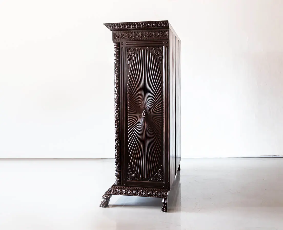 Antique Cupboards - British Colonial Rosewood Carved Cabinet - The Past Perfect Collection