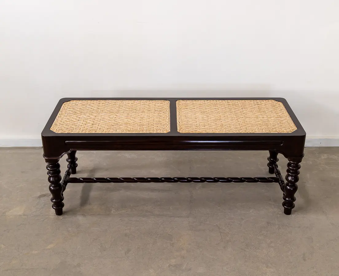 Portuguese Rosewood Caned Benches(pair)
