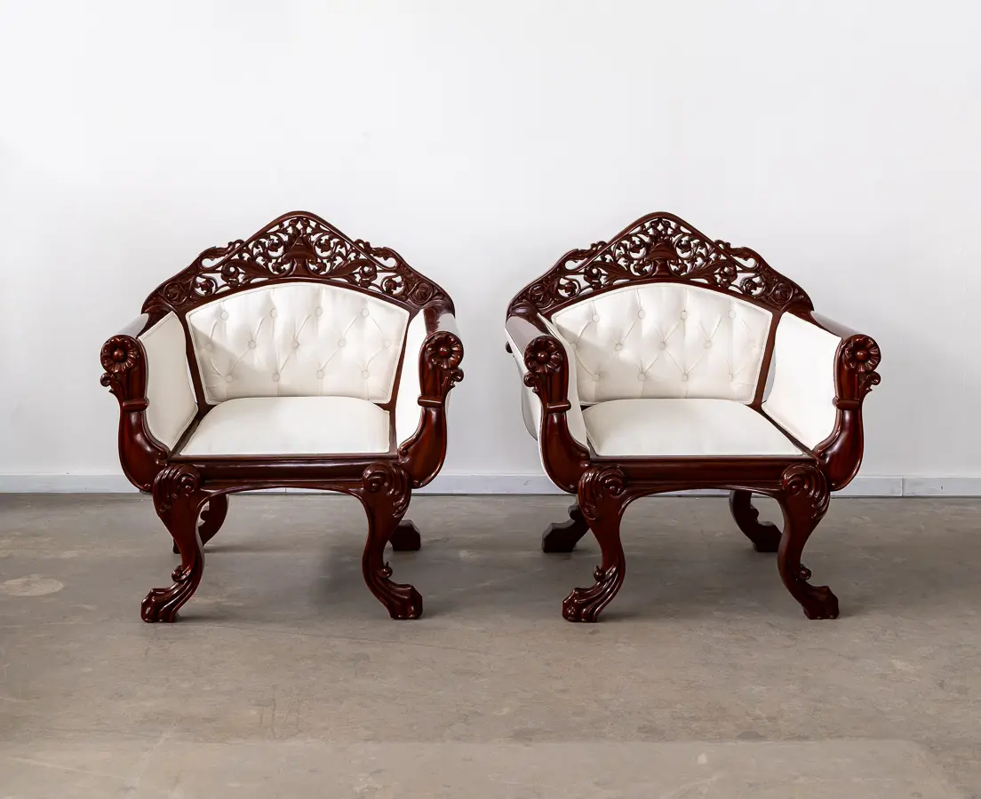 Mahogany Anglo-Indian Sofa and 2 Chairs