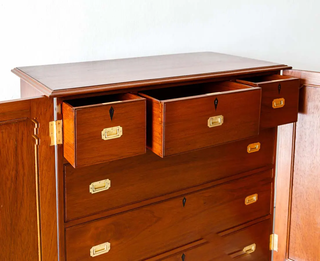 Antique Chests of Drawers - British Colonial Teakwood Chest of Drawers with Doors - The Past Perfect Collection - Singapore