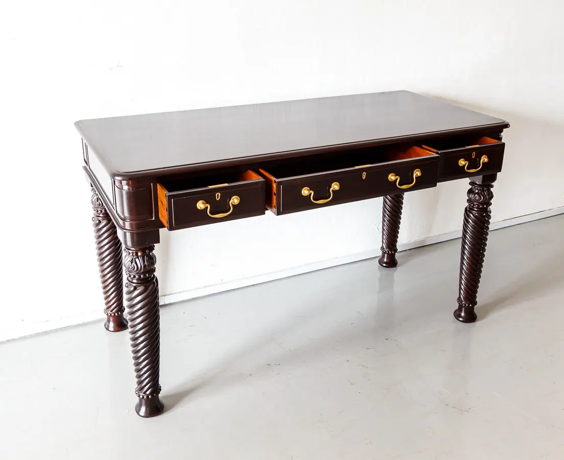 Antique Desks - British Colonial Rosewood Writing Table - The Past Perfect Collection - Singapore