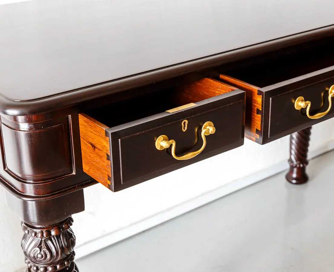 Antique Desks - British Colonial Rosewood Writing Table - The Past Perfect Collection - Singapore