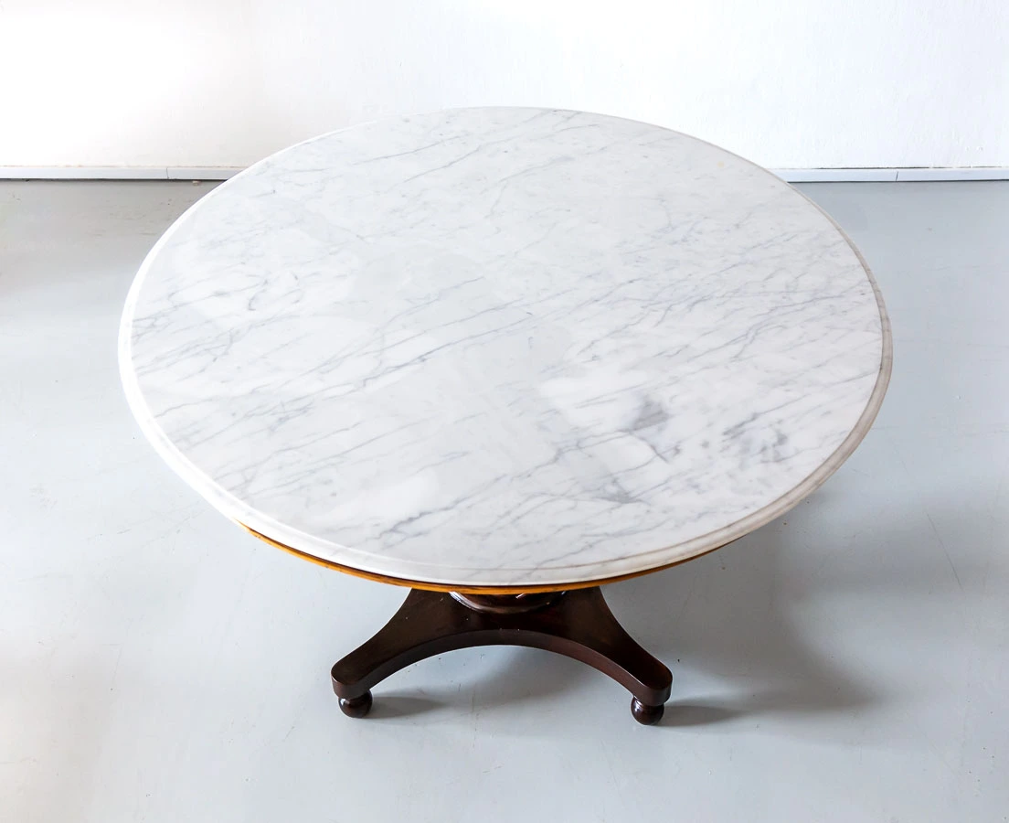 Antique Tables - British Colonial Center Table with Marble Top - The Past Perfect collection - Singapore
