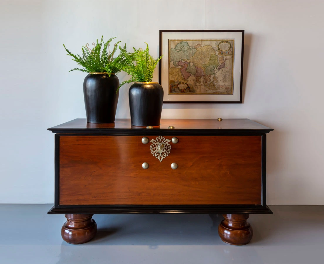 CHE-139 11L Indo-Dutch Satinwood Ebony Chest on Trestles l The Past Perfect Collection l Singapore