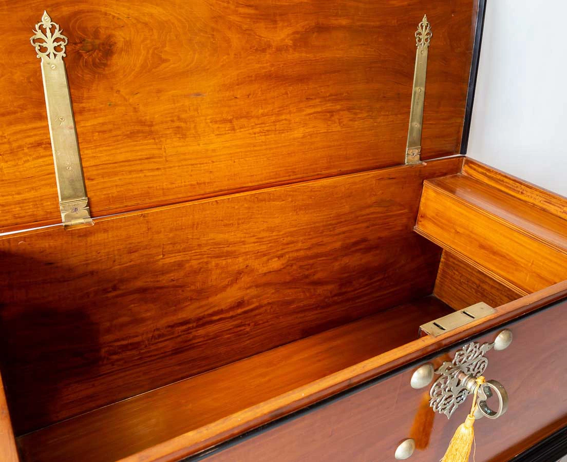 Antique Dutch Colonial Satinwood Ebony Chest on Trestles l The Past Perfect Collection l Singapore
