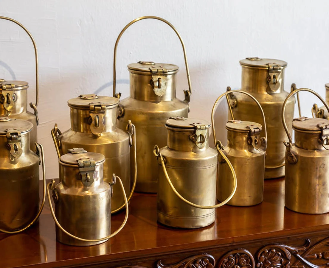 DEC-237-1L Brass Milk Containers l The Past Perfect Collection l Singapore