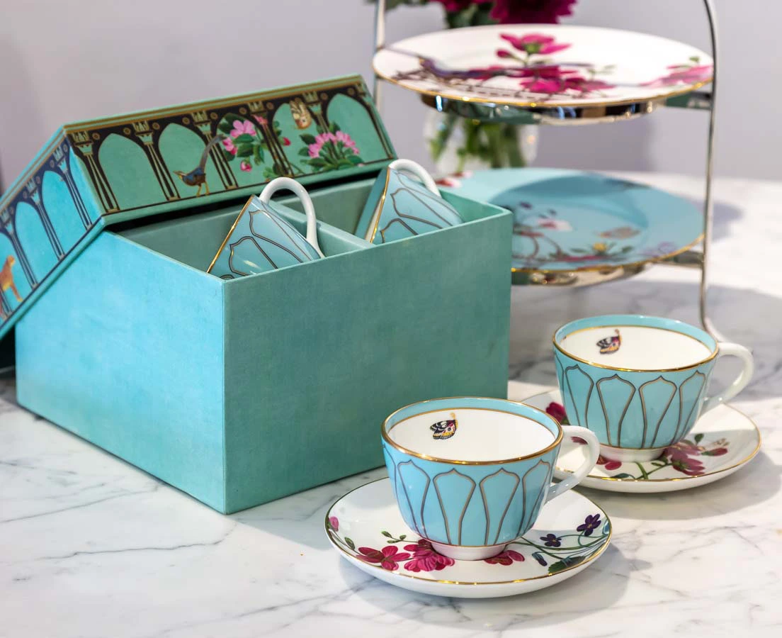 GE-014 5L Rosabagh Tea & Coffee Fine Bone China l Good Earth l The Past Perfect Collection l Singapore