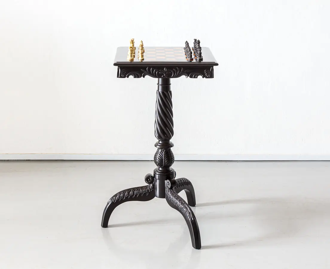 Antique British Colonial Ebony Chess Table - The Past Perfect Collection - Singapore