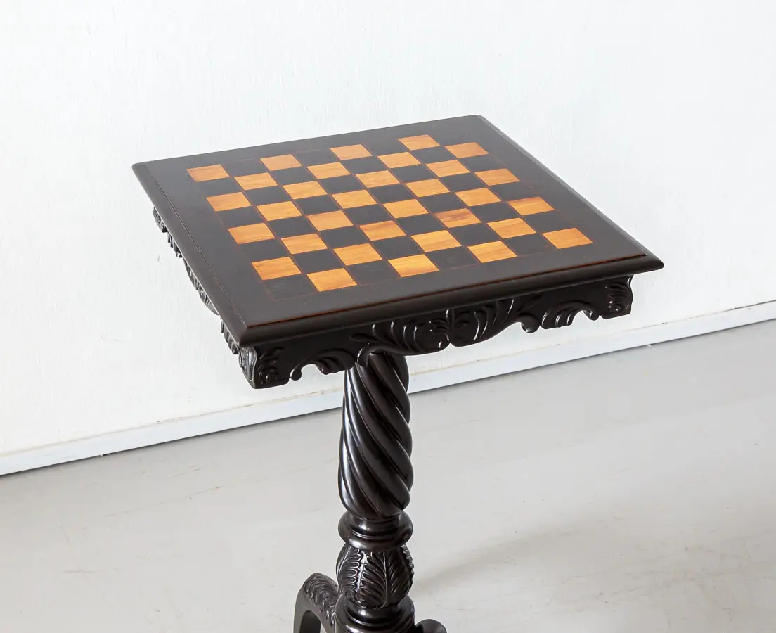 Antique British Colonial Ebony Chess Table - The Past Perfect Collection - Singapore