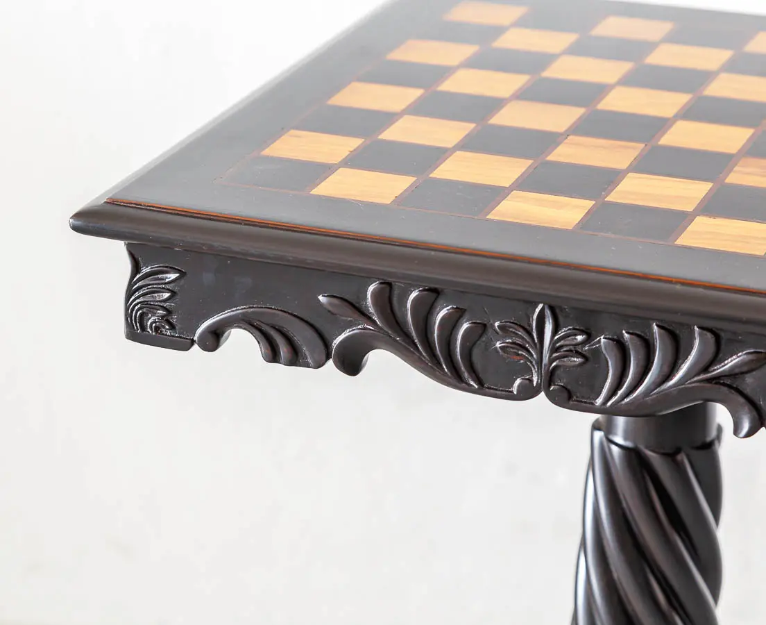 Antique British Colonial Ebony Chess Table - The Past Perfect Collection - Singapore