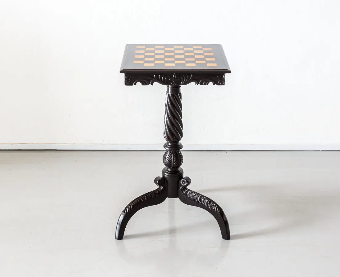 Antique British Colonial Ebony Chess Table - The Past Perfect Collection - Singapore