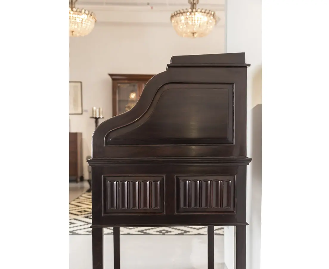 Antique British Colonial Rosewood Roll Top Secretaire - The Past Perfect Collection - Singapore
