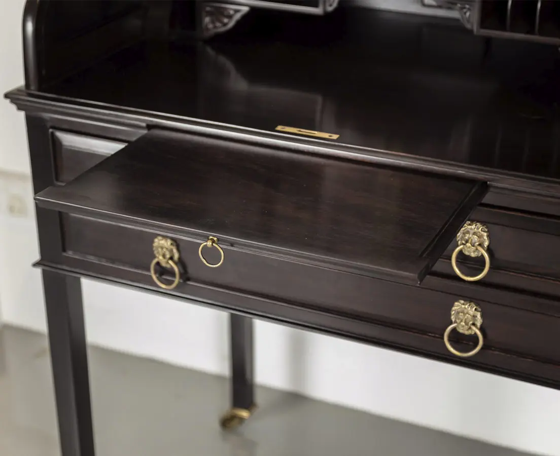 Antique British Colonial Rosewood Roll Top Secretaire - The Past Perfect Collection - Singapore