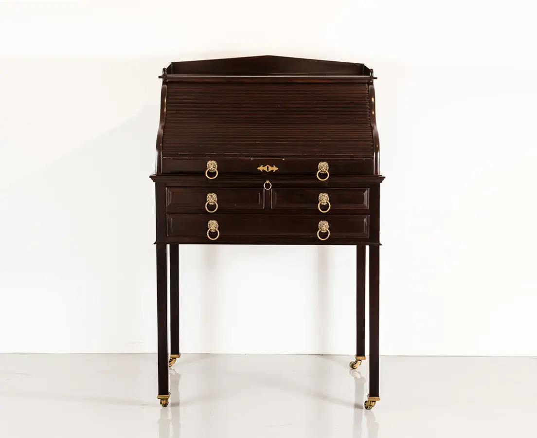 Antique British Colonial Rosewood Roll Top Secretaire - The Past Perfect Collection - Singapore