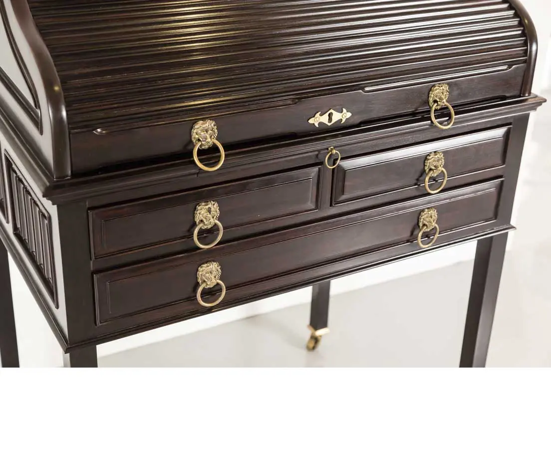 Antique British Colonial Rosewood Roll Top Secretaire - The Past Perfect Collection - Singapore
