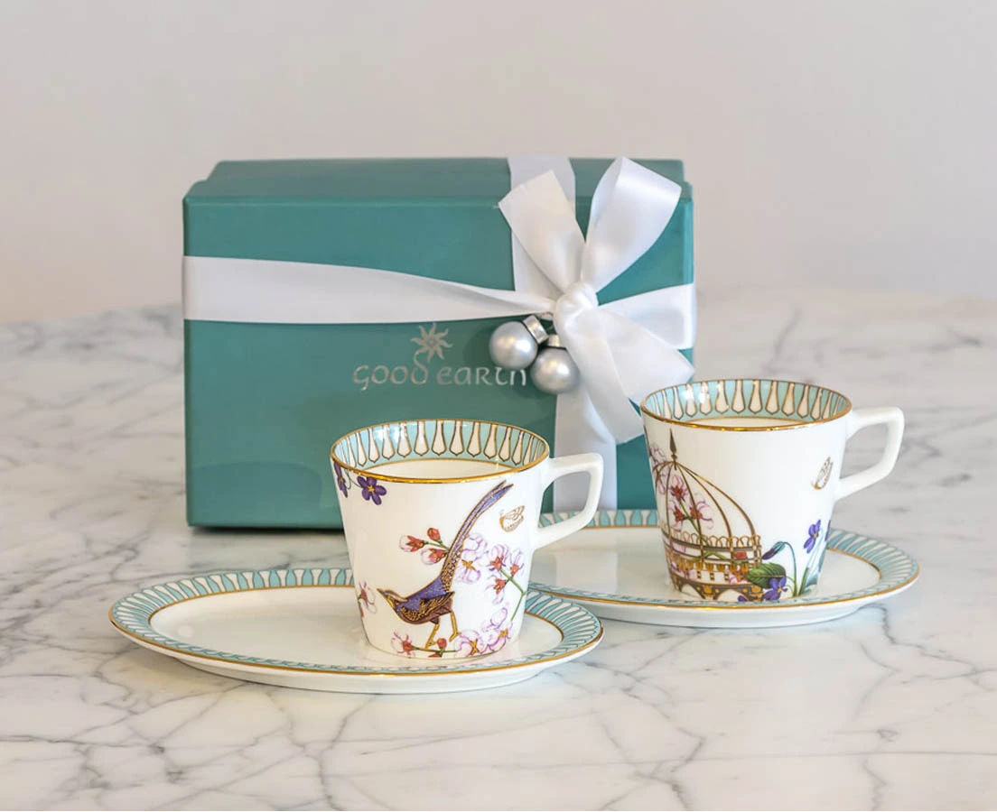 GFT -007 1L Rosabagh Tea & Coffee Fine Bone China l Good Earth l The Past Perfect Collection l Singapore