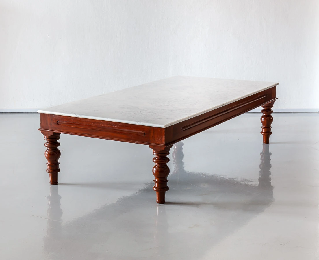 TAB-402 1L Anglo-Indian Mahogany Coffee Table with Marble Top l The Past Perfect Collection l Singapore