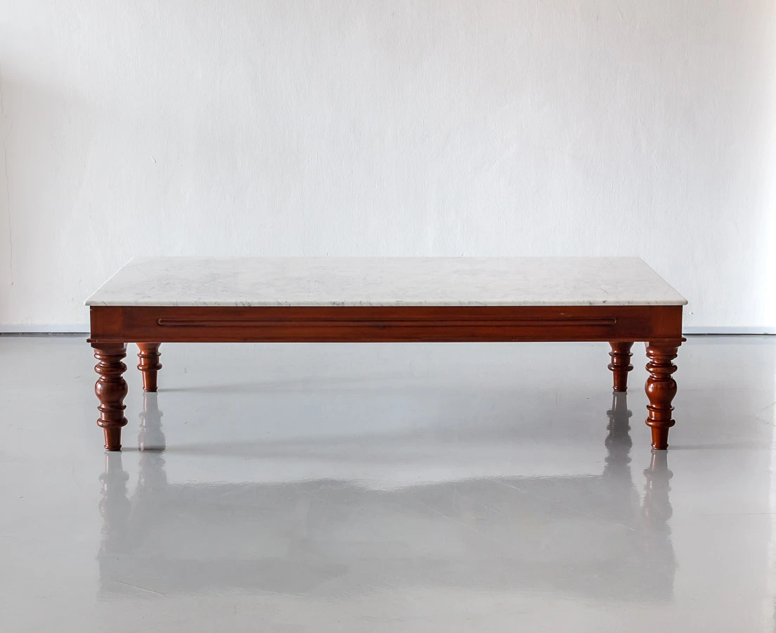 TAB-402 2L Anglo-Indian Mahogany Coffee Table with Marble Top l The Past Perfect Collection l Singapore