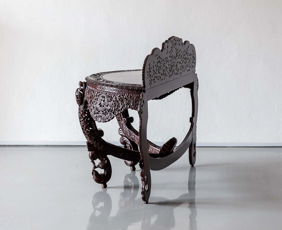 TAB-405 12L Anglo-Indian Rosewood Half moon Console Table l The Past Perfect Collection l Singapore