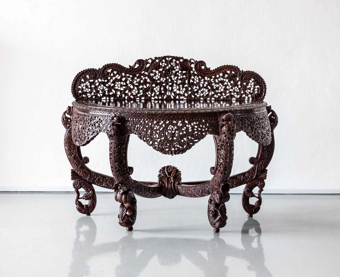 TAB-405 1L Anglo-Indian Rosewood Half moon Console Table l The Past Perfect Collection l Singapore
