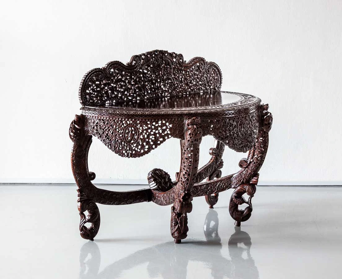 TAB-405 2L Anglo-Indian Rosewood Half moon Console Table l The Past Perfect Collection l Singapore