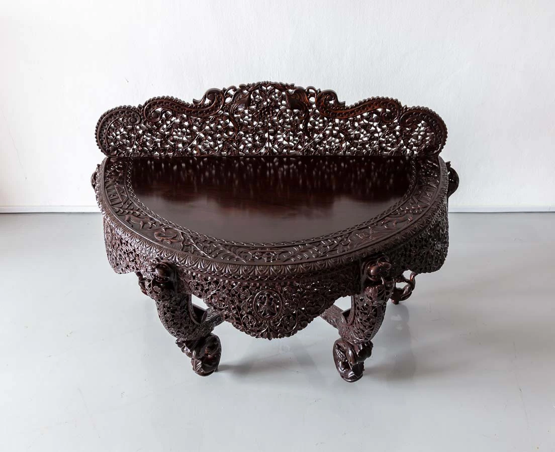 TAB-405 2aL Anglo-Indian Rosewood Half moon Console Table l The Past Perfect Collection l Singapore