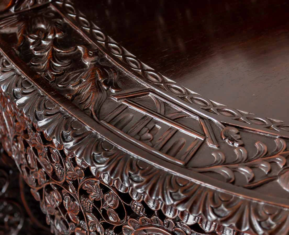TAB-405 4L Anglo-Indian Rosewood Half moon Console Table l The Past Perfect Collection l Singapore