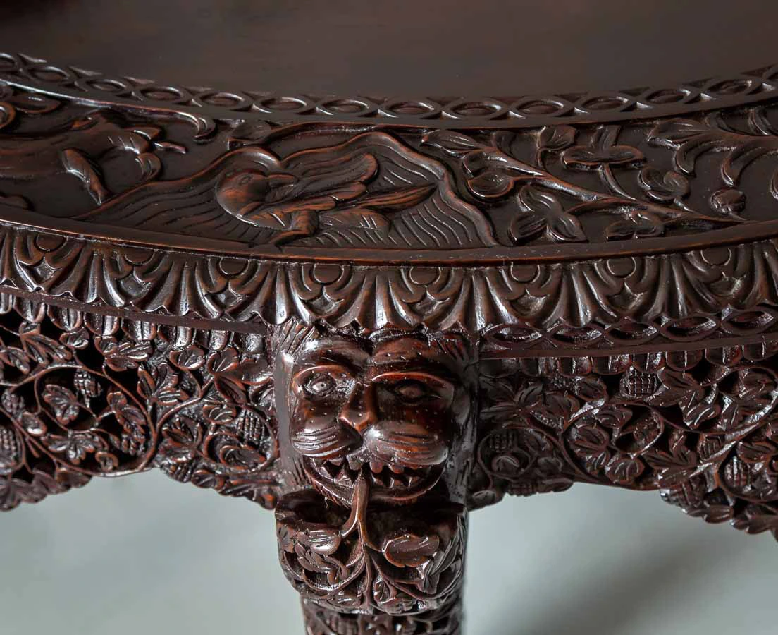 TAB-405 5L Anglo-Indian Rosewood Half moon Console Table l The Past Perfect Collection l Singapore