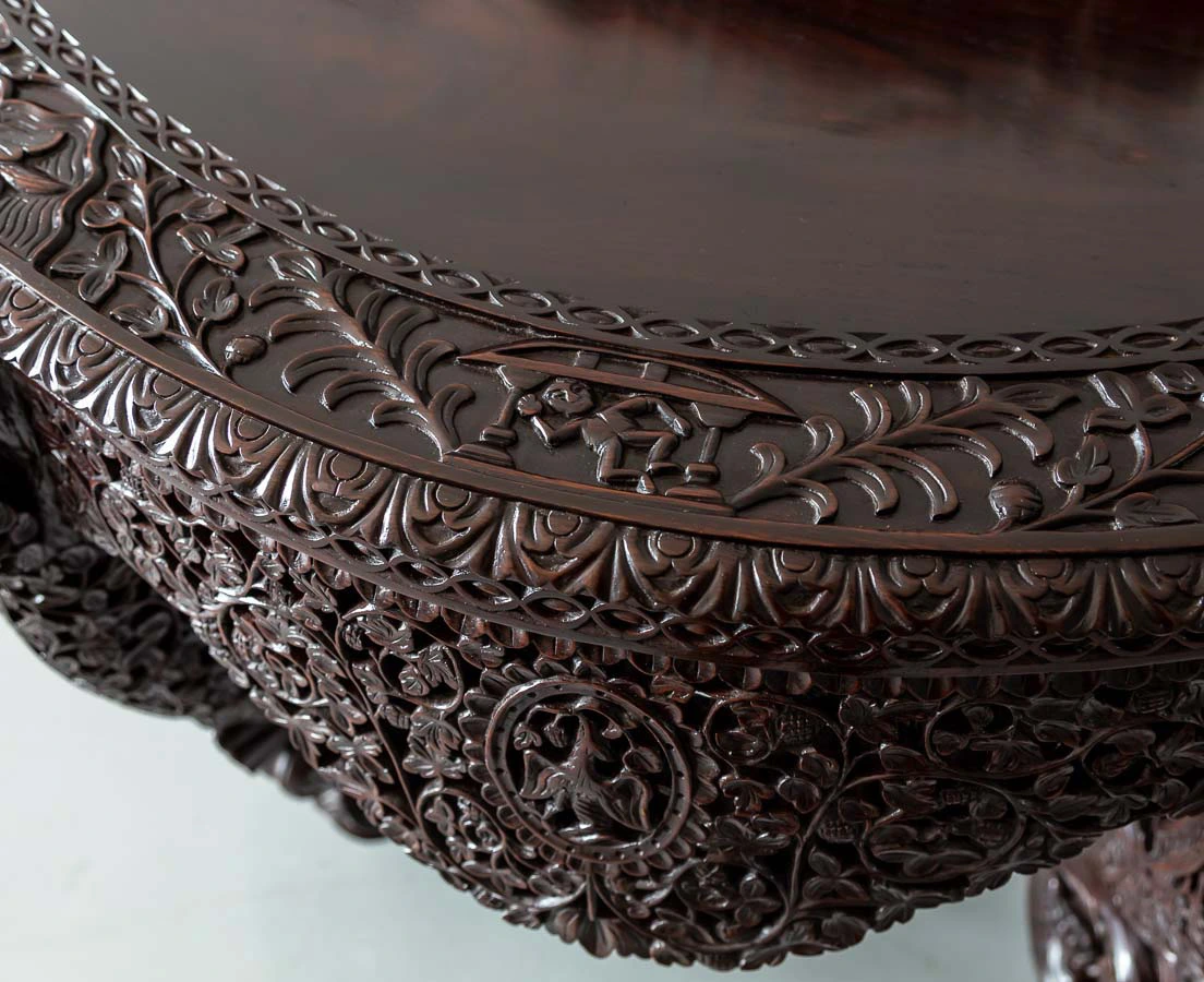 TAB-405 7L Anglo-Indian Rosewood Half moon Console Table l The Past Perfect Collection l Singapore