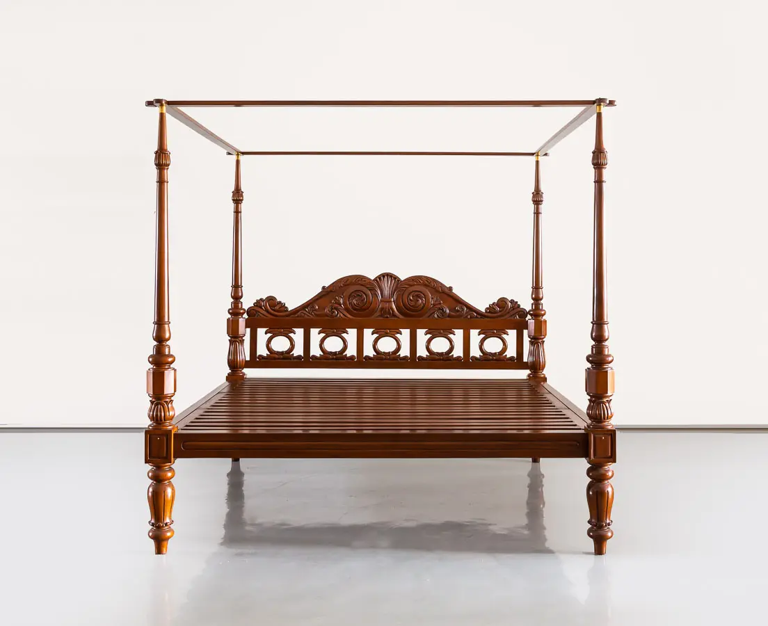 Antique Beds - British Colonial Teakwood Four Poster Bed - The Past Perfect Collection - Singapore