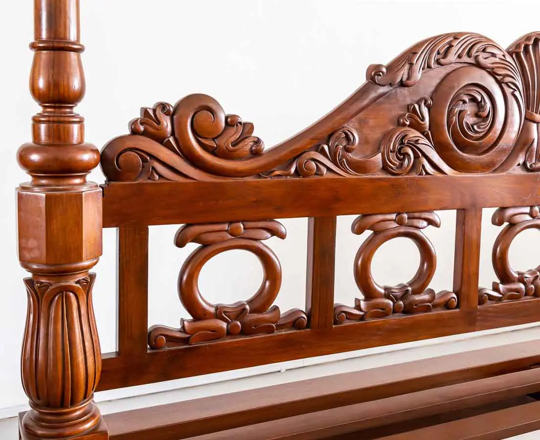 Antique Beds - British Colonial Teakwood Four Poster Bed - The Past Perfect Collection - Singapore