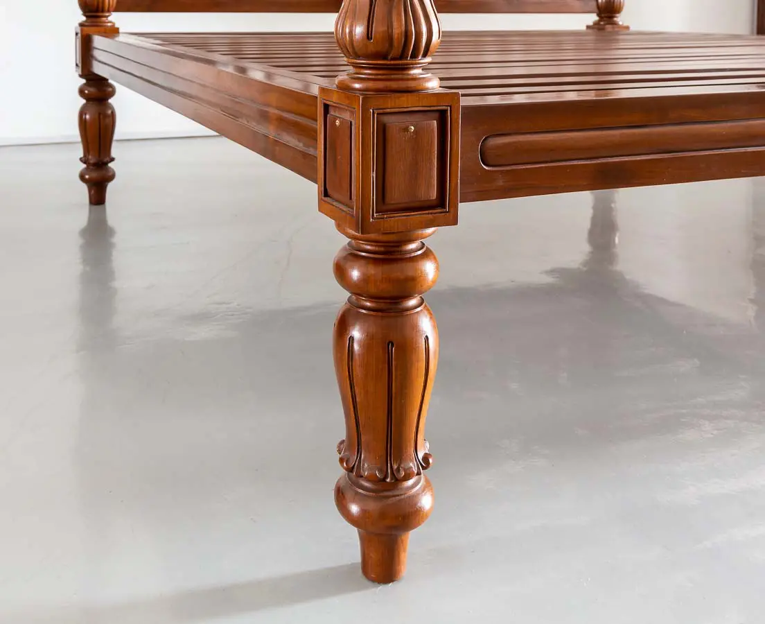Antique Beds - British Colonial Teakwood Four Poster Bed - The Past Perfect Collection - Singapore