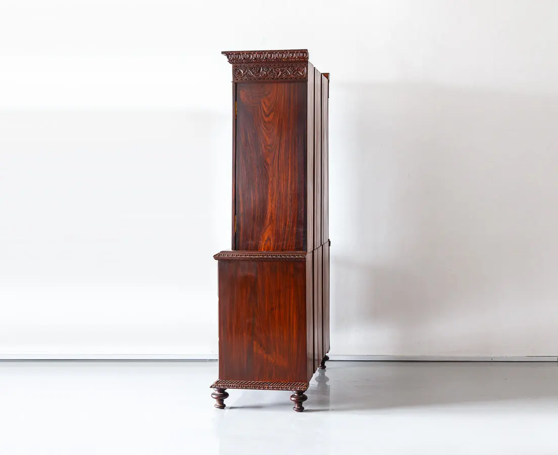 Antique British Colonial Rosewood Linen Press with Sunburst - The Past Perfect Collection - Singapore