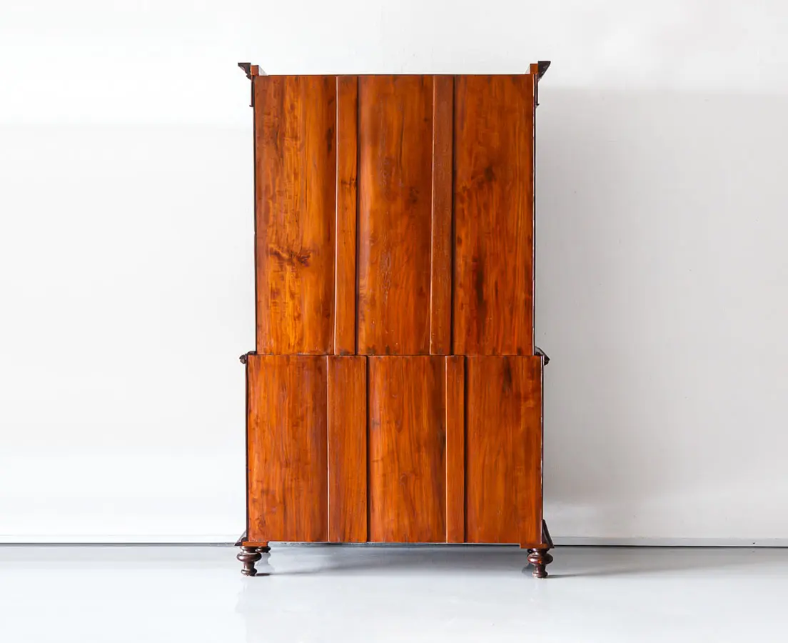Antique British Colonial Rosewood Linen Press with Sunburst - The Past Perfect Collection - Singapore