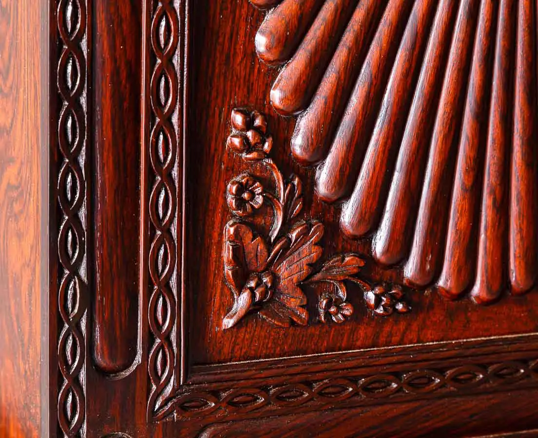 Antique British Colonial Rosewood Linen Press with Sunburst - The Past Perfect Collection - Singapore