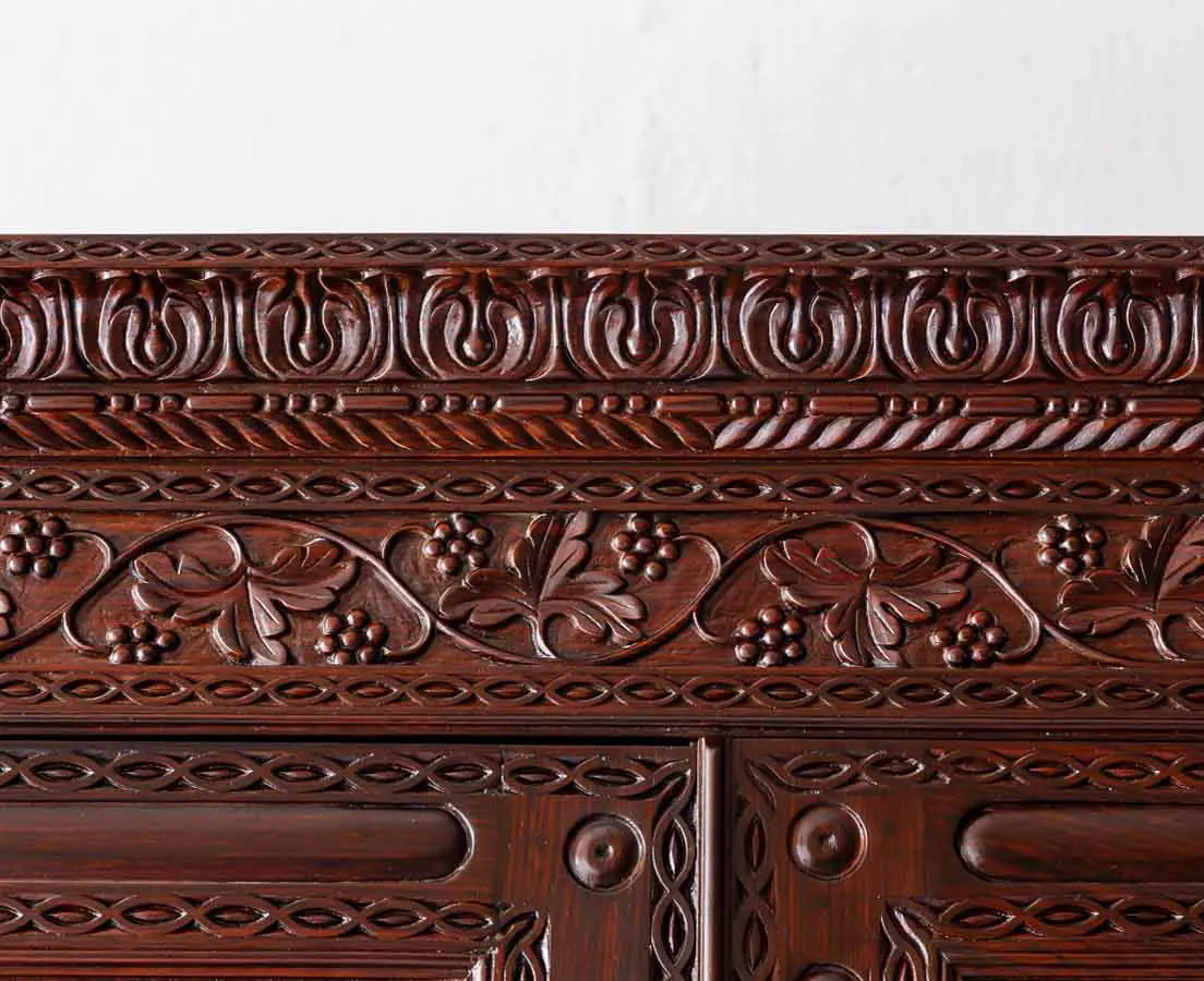 Antique British Colonial Rosewood Linen Press with Sunburst - The Past Perfect Collection - Singapore