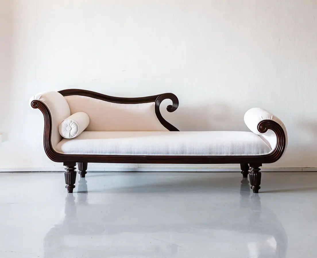 Antique Sofas - British Colonial Rosewood Recamier - The Past Perfect Collection - Singapore