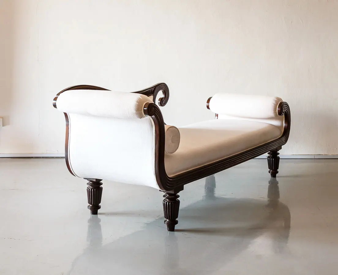 Antique Sofas - British Colonial Rosewood Recamier - The Past Perfect Collection - Singapore