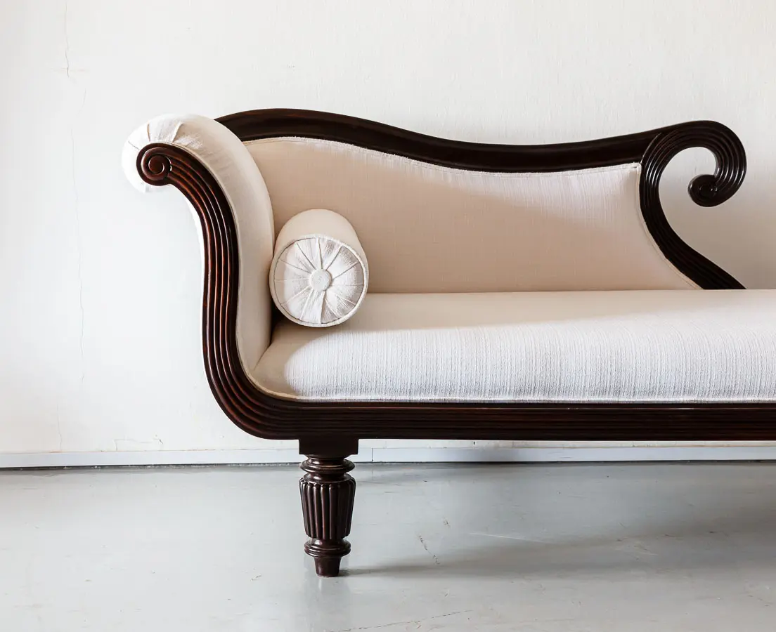 Antique Sofas - British Colonial Rosewood Recamier - The Past Perfect Collection - Singapore