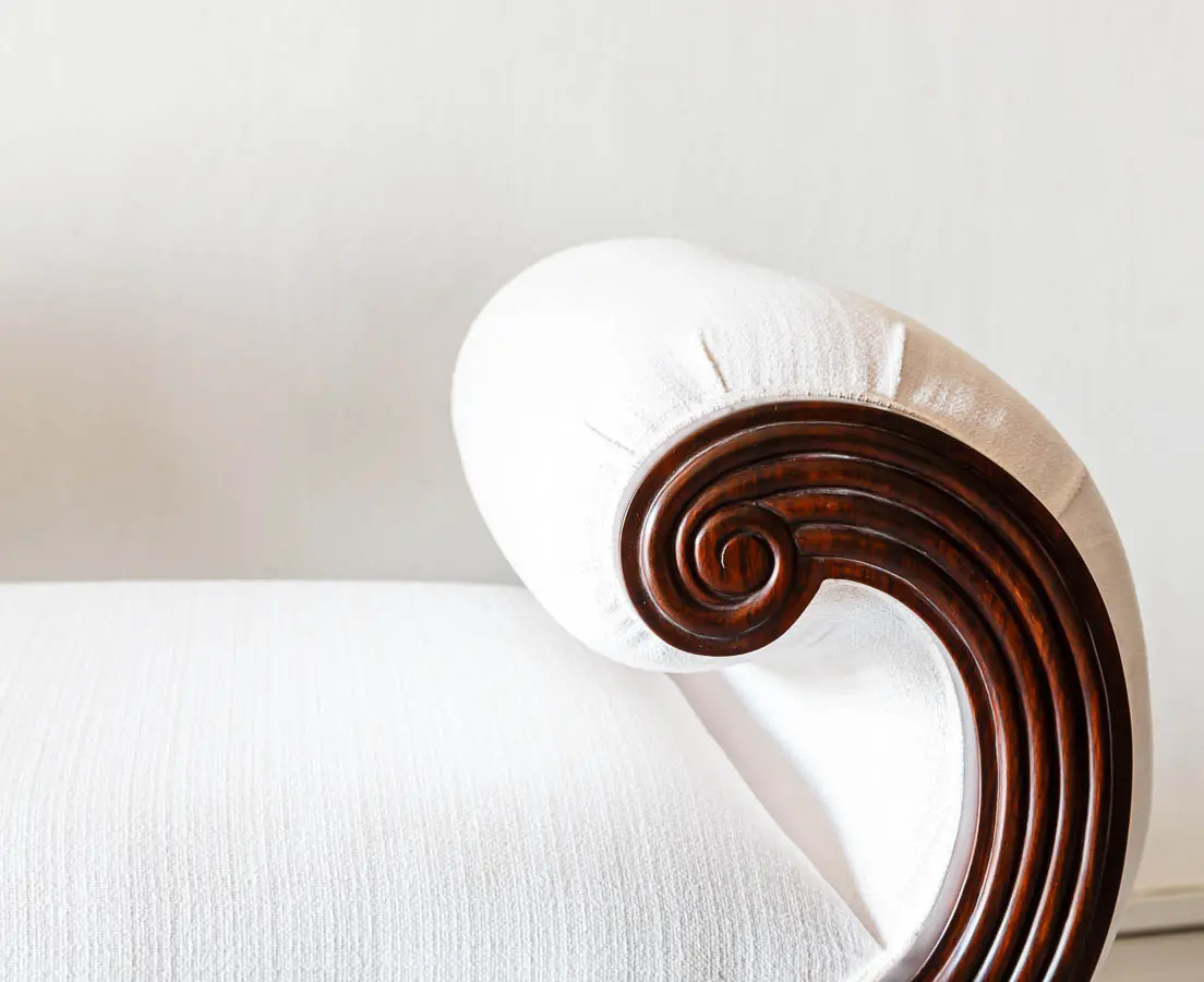 Antique Sofas - British Colonial Rosewood Recamier - The Past Perfect Collection - Singapore