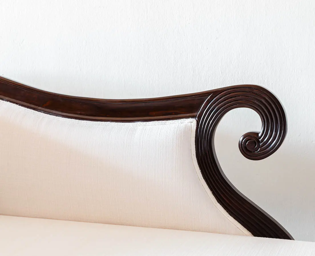 Antique Sofas - British Colonial Rosewood Recamier - The Past Perfect Collection - Singapore