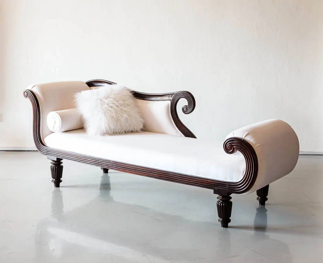 Antique Sofas - British Colonial Rosewood Recamier - The Past Perfect Collection - Singapore