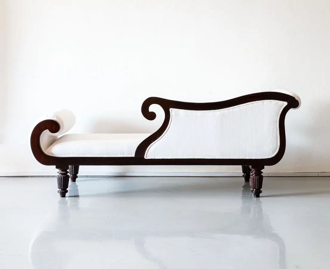 Antique Sofas - British Colonial Rosewood Recamier - The Past Perfect Collection - Singapore