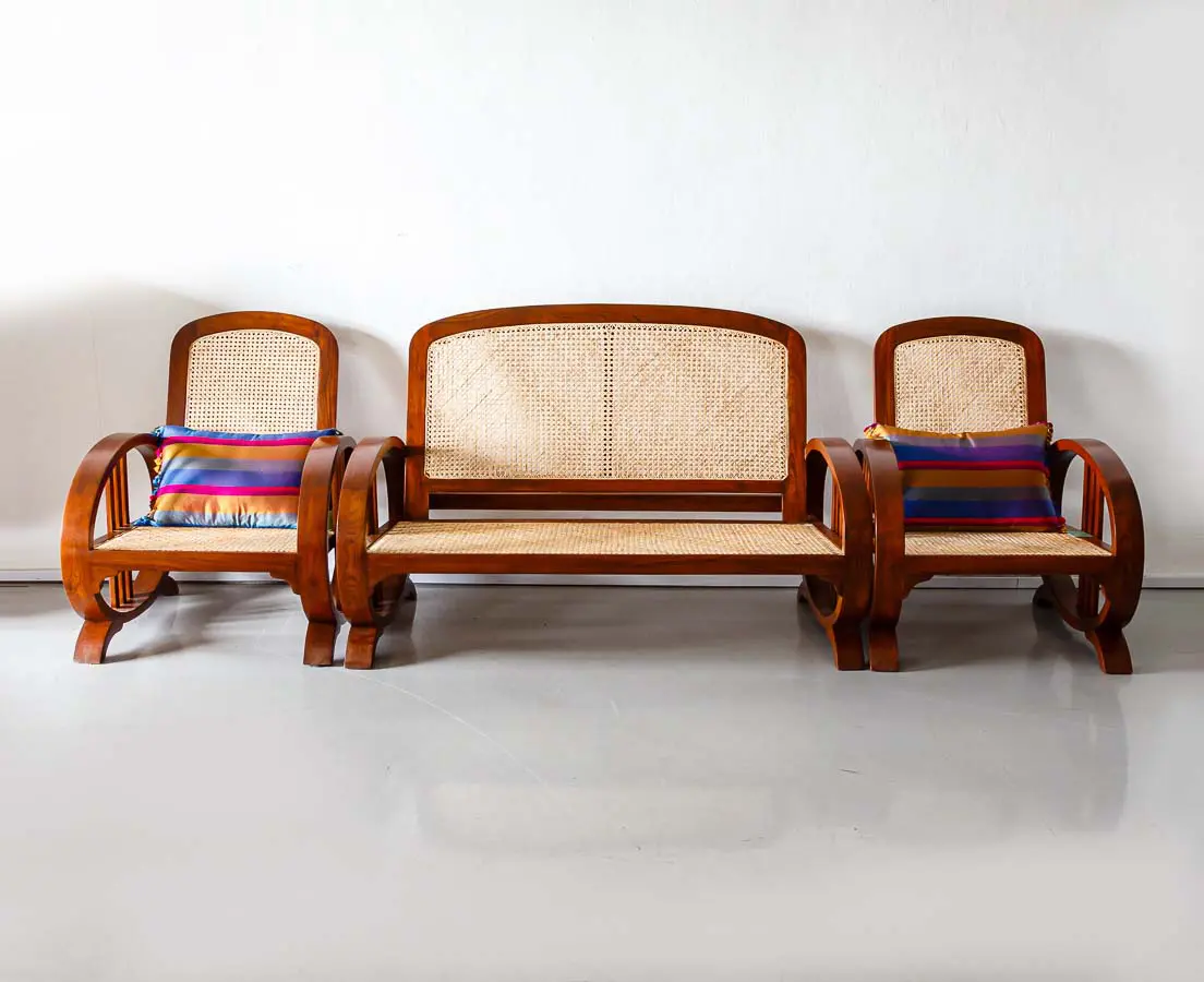Art Deco Furniture - Art Deco Teakwood Sofa Set - The Past Perfect Collection - Singapore