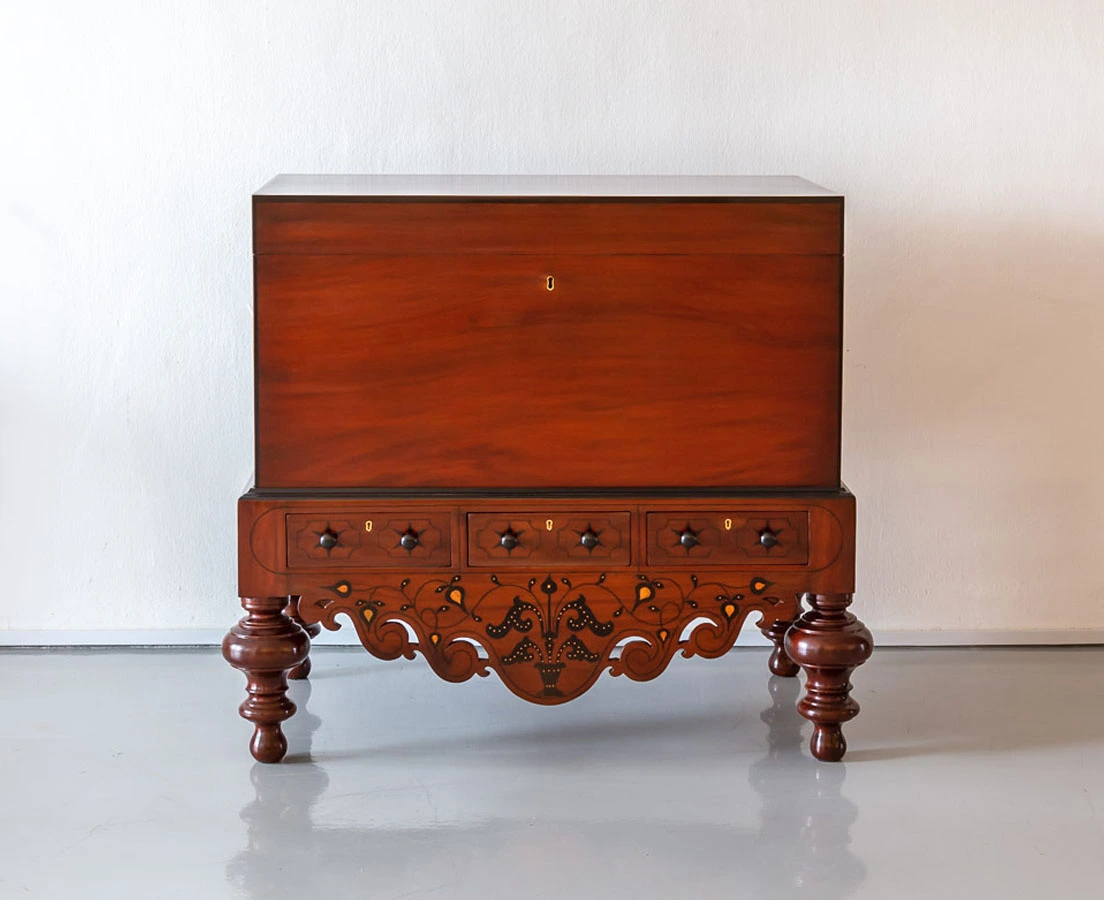 CHE-142 1L Dutch Colonial Mahogany & Ebony Chest on Stand l The Past Perfect Collection l Singapore