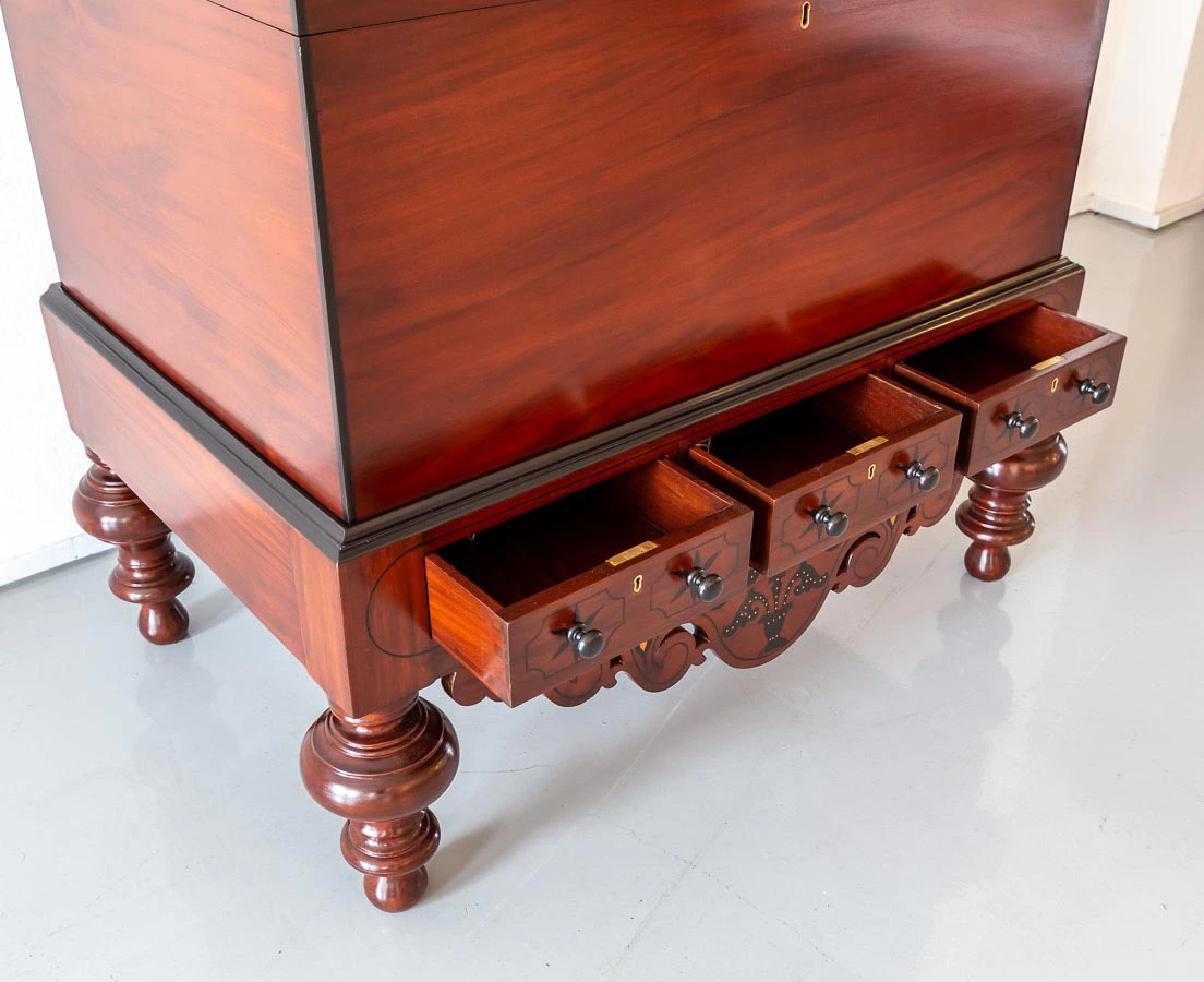 CHE-142 6L Dutch Colonial Mahogany & Ebony Chest on Stand l The Past Perfect Collection l Singapore