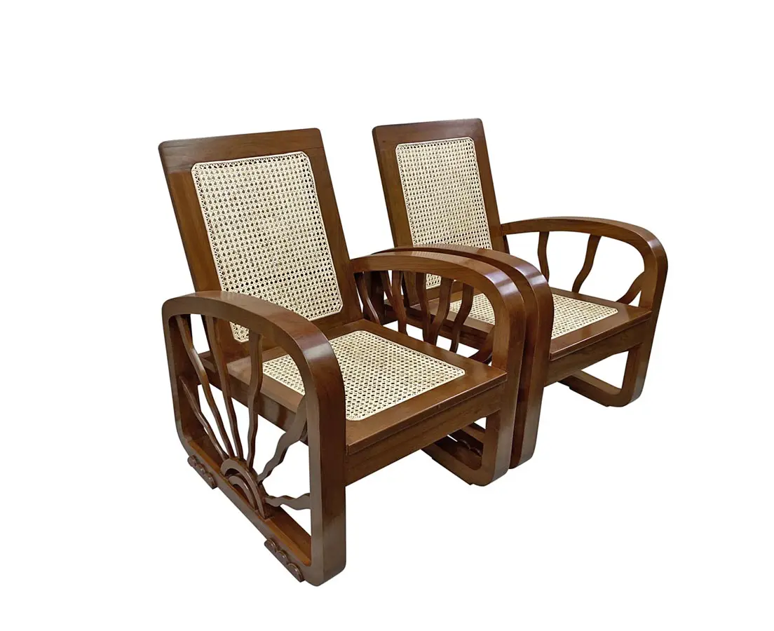 Pair of Teakwood Art Deco Chairs