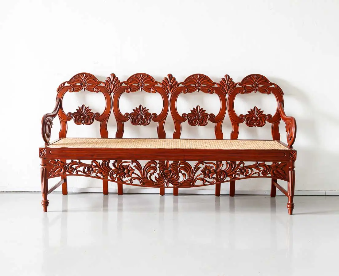 Antique Bench -Portuguese Colonial Mahogany Settee -The Past perfect Collection - Singapore